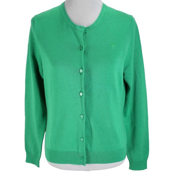 Lilly Pulitzer Cardigan Sweater Womens Size L Green Long Sleeve Button Front - Picture 1 of 7